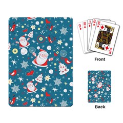 Christmas Pattern, Pattern, Christmas, Santa, Blue Playing Cards Single Design (rectangle)