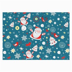 Christmas Pattern, Pattern, Christmas, Santa, Blue Large Glasses Cloth by kyorashop23