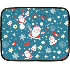 Christmas Pattern, Pattern, Christmas, Santa, Blue Fleece Blanket (mini) by kyorashop23