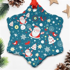 Christmas Pattern, Pattern, Christmas, Santa, Blue Ornament (snowflake)