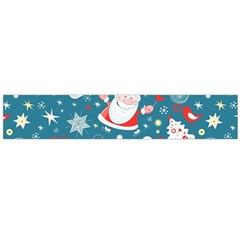 Christmas Pattern, Pattern, Christmas, Santa, Blue Large Premium Plush Fleece Scarf 