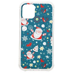 Christmas Pattern, Pattern, Christmas, Santa, Blue Iphone 12 Mini Tpu Uv Print Case	 by kyorashop23