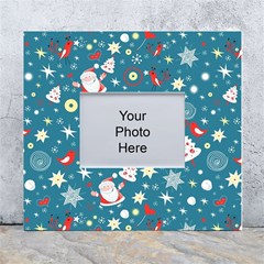 Christmas Pattern, Pattern, Christmas, Santa, Blue White Wall Photo Frame 5  X 7  by kyorashop23