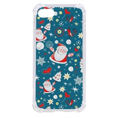 Christmas Pattern, Pattern, Christmas, Santa, Blue Iphone Se by kyorashop23