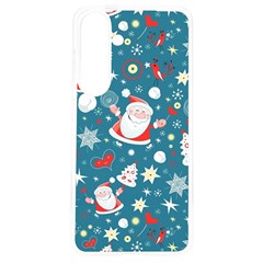 Christmas Pattern, Pattern, Christmas, Santa, Blue Samsung Galaxy S24 6.2 Inch TPU UV Case