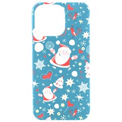 Christmas Pattern, Pattern, Christmas, Santa, Blue Iphone 15 Pro Max Black Uv Print Pc Hardshell Case by kyorashop23