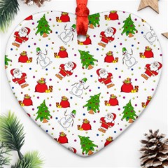 Christmas Pattern, Pattern, Christmas, Trees, Santa Ornament (heart)