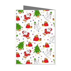 Christmas Pattern, Pattern, Christmas, Trees, Santa Mini Greeting Cards (pkg Of 8)