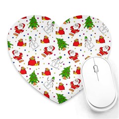 Christmas Pattern, Pattern, Christmas, Trees, Santa Heart Mousepad by kyorashop23