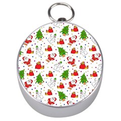 Christmas Pattern, Pattern, Christmas, Trees, Santa Silver Compasses by kyorashop23