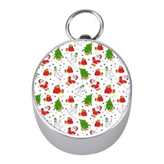 Christmas Pattern, Pattern, Christmas, Trees, Santa Mini Silver Compasses by kyorashop23