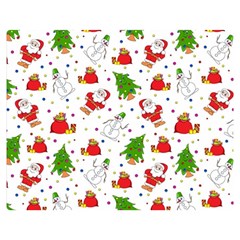 Christmas Pattern, Pattern, Christmas, Trees, Santa Two Sides Premium Plush Fleece Blanket (teen Size) by kyorashop23