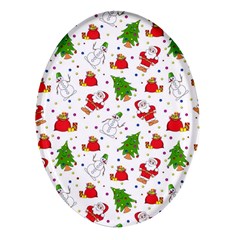 Christmas Pattern, Pattern, Christmas, Trees, Santa Oval Glass Fridge Magnet (4 Pack) by kyorashop23