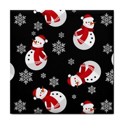 Christmas Texture, Retro Background With Snowmen Tile Coaster by kyorashop23