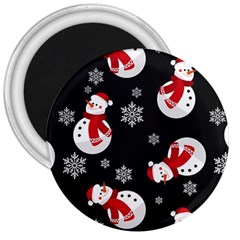 Christmas Texture, Retro Background With Snowmen 3  Magnets by kyorashop23