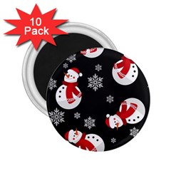 Christmas Texture, Retro Background With Snowmen 2 25  Magnets (10 Pack)  by kyorashop23