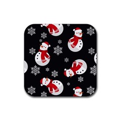 Christmas Texture, Retro Background With Snowmen Rubber Coaster (square) by kyorashop23