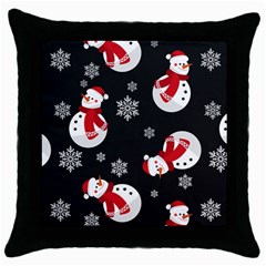 Christmas Texture, Retro Background With Snowmen Throw Pillow Case (black) by kyorashop23