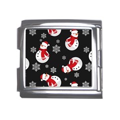 Christmas Texture, Retro Background With Snowmen Mega Link Italian Charm (18mm) by kyorashop23