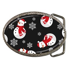 Christmas Texture, Retro Background With Snowmen Belt Buckles by kyorashop23