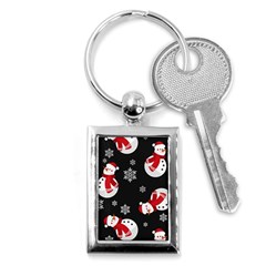 Christmas Texture, Retro Background With Snowmen Key Chain (rectangle) by kyorashop23