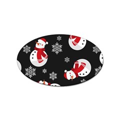 Christmas Texture, Retro Background With Snowmen Sticker (oval) by kyorashop23