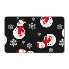 Christmas Texture, Retro Background With Snowmen Magnet (rectangular) by kyorashop23