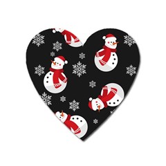 Christmas Texture, Retro Background With Snowmen Heart Magnet by kyorashop23