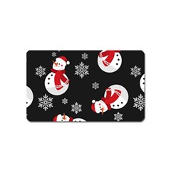 Christmas Texture, Retro Background With Snowmen Magnet (name Card) by kyorashop23