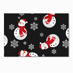 Christmas Texture, Retro Background With Snowmen Postcard 4 x 6  (pkg Of 10) by kyorashop23