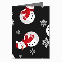 Christmas Texture, Retro Background With Snowmen Greeting Cards (pkg Of 8)