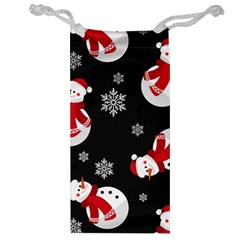 Christmas Texture, Retro Background With Snowmen Jewelry Bag