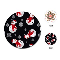 Christmas Texture, Retro Background With Snowmen Playing Cards Single Design (round)