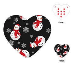 Christmas Texture, Retro Background With Snowmen Playing Cards Single Design (heart)