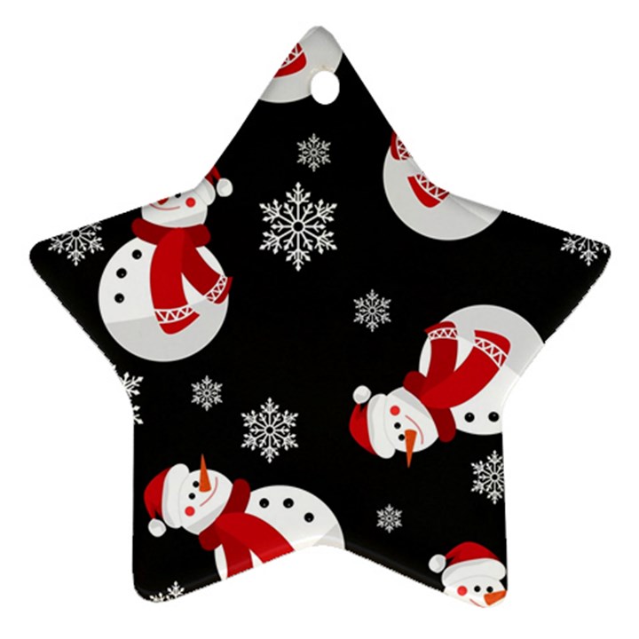 Christmas Texture, Retro Background With Snowmen Star Ornament (Two Sides)