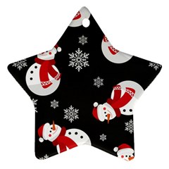 Christmas Texture, Retro Background With Snowmen Star Ornament (two Sides)