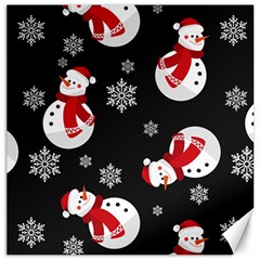 Christmas Texture, Retro Background With Snowmen Canvas 16  X 16  by kyorashop23