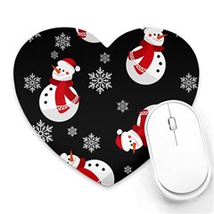 Christmas Texture, Retro Background With Snowmen Heart Mousepad by kyorashop23