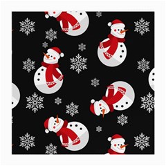 Christmas Texture, Retro Background With Snowmen Medium Glasses Cloth (2 Sides) by kyorashop23