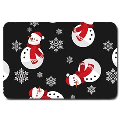 Christmas Texture, Retro Background With Snowmen Large Doormat by kyorashop23