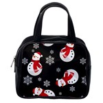 Christmas Texture, Retro Background With Snowmen Classic Handbag (One Side) Front