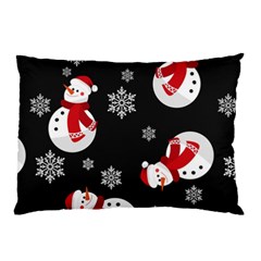 Christmas Texture, Retro Background With Snowmen Pillow Case by kyorashop23