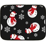 Christmas Texture, Retro Background With Snowmen Two Sides Fleece Blanket (Mini) 35 x27  Blanket Front