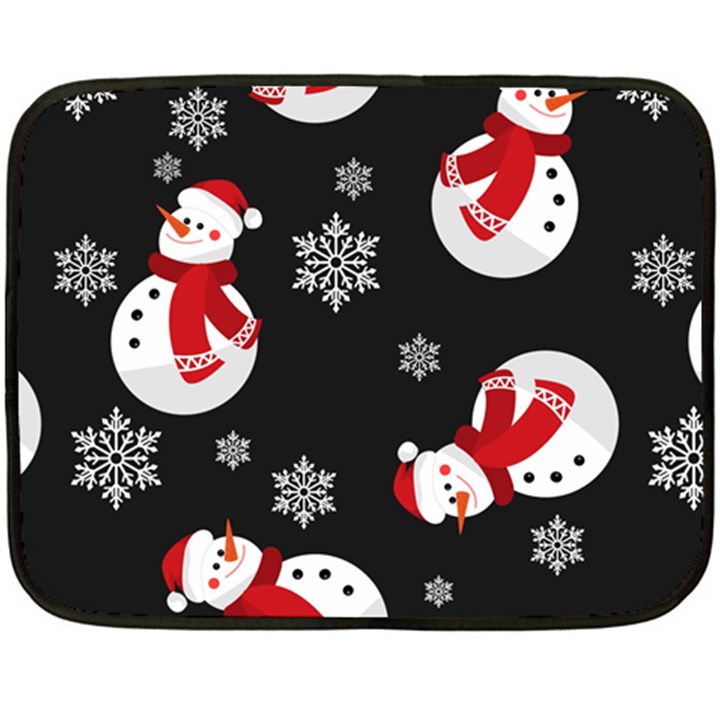 Christmas Texture, Retro Background With Snowmen Two Sides Fleece Blanket (Mini)