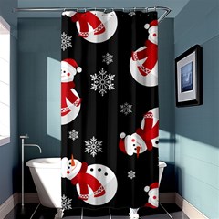 Christmas Texture, Retro Background With Snowmen Shower Curtain 36  X 72  (stall)  by kyorashop23