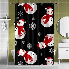 Christmas Texture, Retro Background With Snowmen Shower Curtain 48  X 72  (small)  by kyorashop23