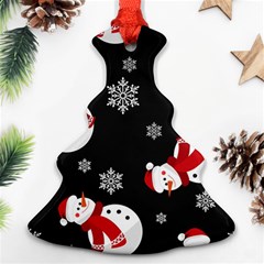 Christmas Texture, Retro Background With Snowmen Christmas Tree Ornament (two Sides)