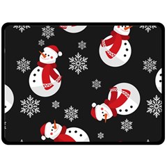 Christmas Texture, Retro Background With Snowmen Two Sides Fleece Blanket (large) by kyorashop23