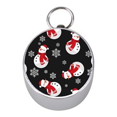 Christmas Texture, Retro Background With Snowmen Mini Silver Compasses by kyorashop23