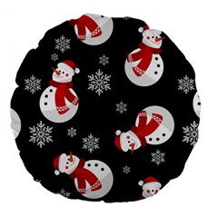 Christmas Texture, Retro Background With Snowmen Large 18  Premium Flano Round Cushions by kyorashop23